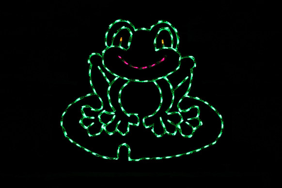 Green LED light display of a frog