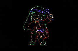 LED light display of a colorful boy drumming on his drum 