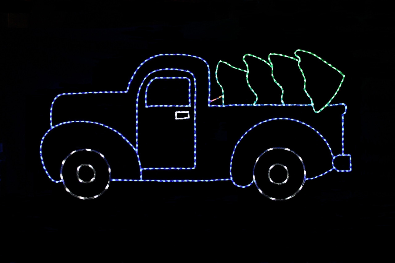 Animated Led Truck With Christmas Tree Display Christmas Cottage Lights