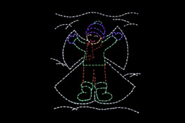 Child doing a snow angel outdoor light up decoration