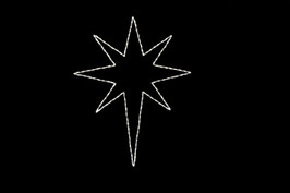A large LED Christmas wireframe in the shape of the North Star.