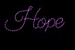 Light display of the word "hope".