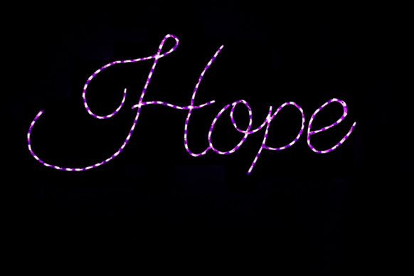Light display of the word "hope".