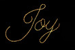 Light display of the word "Joy".