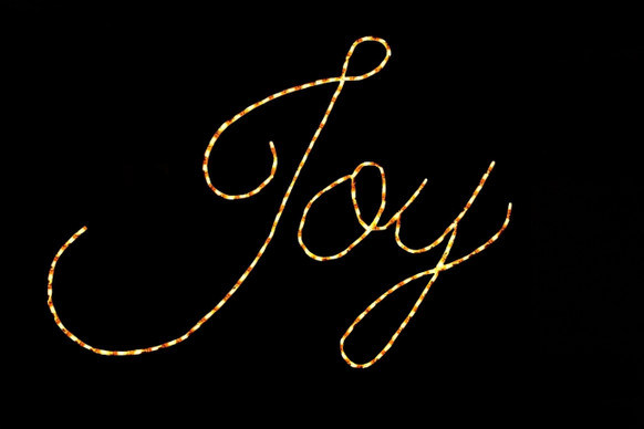 Light display of the word "Joy".