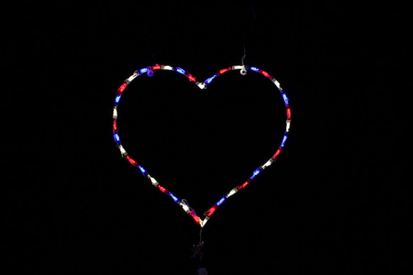 Light display of a patriotic heart.