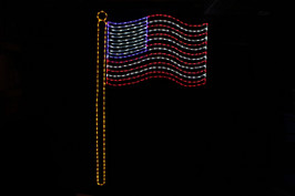 Light display of an American flag.