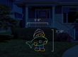 Scaled image of a light display of a boy holding a fish.