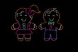 Light display of gingerbread kids.