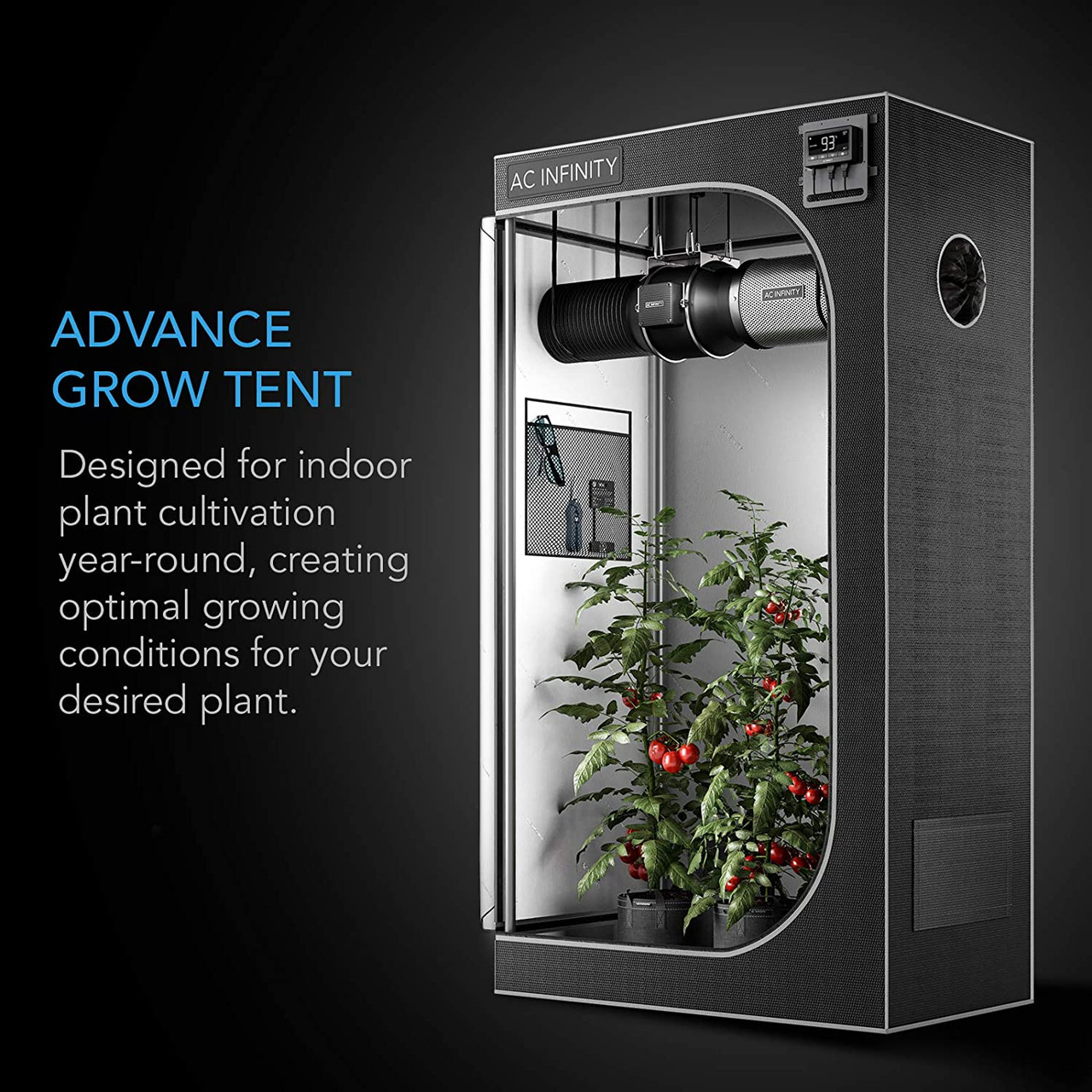 AC Infinity CLOUDLAB 866 Advance Grow Tent, 60”x60”x80” Thickest 1 in.  Poles, Highest Density 2000D Diamond Mylar Canvas, 5x5 for Hydroponics  Indoor