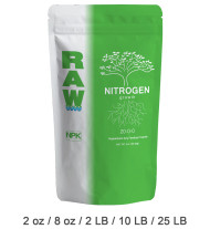 RAW Nitrogen contains 20% Ammonium Nitrogen (N) in a Water Soluble form. RAW Nitrogen does not contain nitrates or urea which enables it to be applied at all stages of growth and bloom. Plants take up two forms of nitrogen: nitrate N and ammonium N. Raw Nitrogen is Ammonium Nitrogen only. It can also be used as a foliar feed and during bloom unlike Nitrate N. RAW Nitrogen is ideal for boosting Nitrogen (N) levels, treating deficiencies and creating optimal recipe solutions. Works in conjunction with all nutrient and feeding programs.
