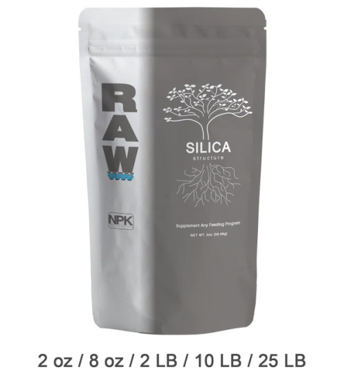 RAW Silica contains 45% Silicon Dioxide which is the highest concentration of silicon dioxide available to the home gardener. RAW Silica is flowable and suspend-able in water and naturally available to the plant. Since RAW Silica is a natural form of silicon dioxide, it is PH neutral and does not cloud when added to water. RAW Silica can be used during all stages of growth and bloom for optimal stem and cell wall strength. It is a beneficial supplement to all feeding schedules. Works in conjunction with all nutrient and feeding programs.
