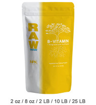 In addition to 1% water soluble vitamin B1, RAW B-Vitamin contains 9% magnesium, making it an optimal magnesium supplement. RAW B-Vitamin is most beneficial during transplant, times of stress and during heavy fruit and flower production. Raw B-Vitamin can be used at all times of growth and bloom and is a beneficial supplement to all feeding schedules. Works in conjunction with all nutrient and feeding programs.
