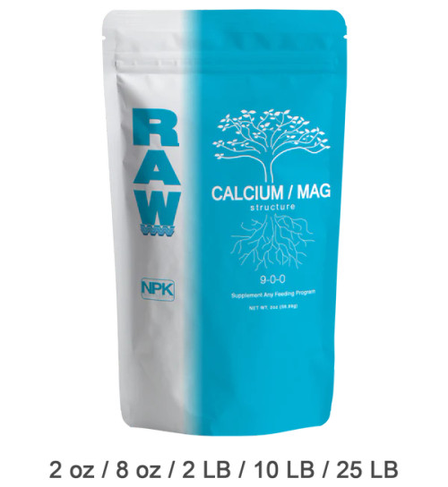 RAW Calcium/Mag contains 15% calcium and 3% magnesium. RAW Calcium/Mag has optimized the ratio of each element in a Water soluble formulation of calcium nitrate and magnesium sulfate so that it doesn’t leave the media salty. This product is a stand alone Calcium / Mag supplement. Due to its low dilution rates a little RAW Calcium / Mag goes a long ways. Its also ideal for preventing deficiencies, treating deficiencies and for creating optimal recipe solutions. Works in conjunction with all nutrient and feeding programs.
