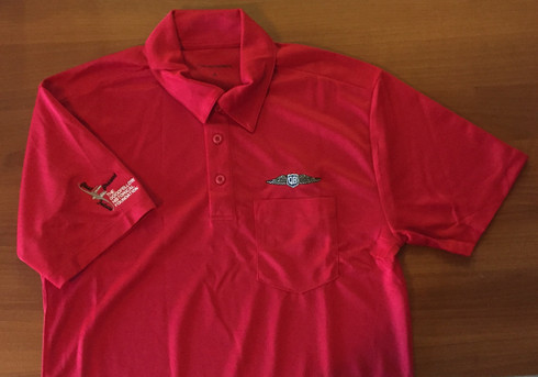 Red Polyester Polo Shirt with pocket