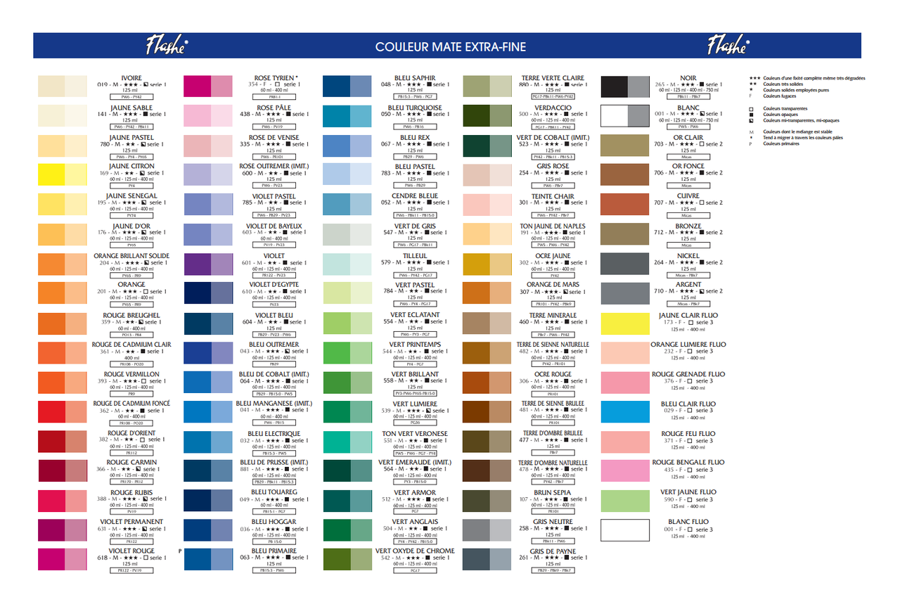 Flashe Paint Colour Chart