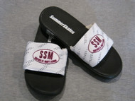 SummerSkates sandals made with real hockey laces are the perfect complement of comfort, performance, value, and sports fashion.  Designed for all-terrain use indoors or outdoors. Machine wash, air dry.  Choose SSM or Hockey logo.  Adult (men's) sizes only
Small 4.5 - 5.5,  Medium 6 - 7.5, Large 8 - 9.5, Xlarge 10 - 12.5