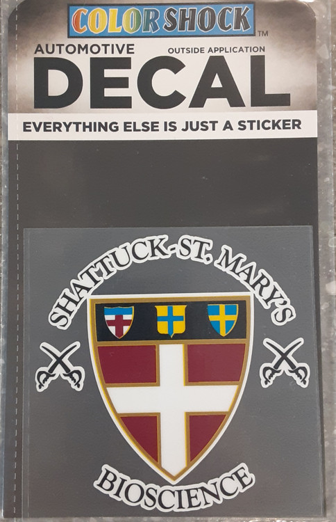 Color Shock decal with Bio Science logo. Sticks to most smooth, flat surfaces. No tape or tacks required. Thick, high-grade vinyl resists tears, rips & fading. Measures  3.75 x 3.75 inches