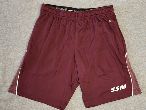 Keep your SSM Sabres spirit and comfort level up in these Laws of Physics shorts from Colosseum. They feature an adjustable waistband for the most comfortable fit and pockets to easily access personal items. An ombre pattern also gives this pair shorts added appeal.  SSM screened logo on lower leg. Inseam on size M measures approx. 8.'' Machine wash, tumble dry low, elastic waistband with drawstring. Material: 100% Polyester.