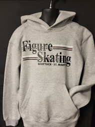 Youth hooded sweatshirt with screened Figure Skating logo center chest.  60 % cotton / 40% polyester.