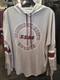 Comfy loose fit women's hooded long sleeve t-shirt. Light gray with Shattuck-St. Mary's SSM Sabres screen print on front. Features drawstring hood. 65?5 polyester/35% rayon. Available in women's sizes small, medium, large, X-Large and XX-large.