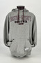 Gray hooded Shattuck-St. Mary's Soccer Hoodie. Features Maroon, black and white embroidered lettering on front. 70% cotton/30% polyester. 