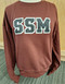 Women's Champion Brand Maroon SSM Crew. Features Black and white horizontal SSM logo in tackle twill. 50% cotton/50% polyester