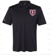 Moisture wicking Adidas Uniform Youth polo shirt in black  Embroidered with new S Shield logo. Available in youth sizes XS-XL.  100% polyester