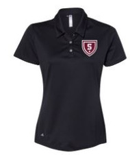 Moisture wicking Adidas Uniform Women’s polo shirt in black. Embroidered with new S Shield logo. Available in women's sizes XS-XL.  100% polyester