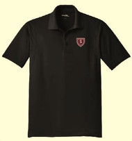 Women's black Port Authority knit polo features embroidered Shattuck S shield. Women's size 2XL.

65% polyester/35% cotton