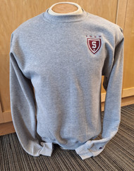 Champion brand gray uniform crewneck sweatshirt. Features embroidered new "S" shield with 1858 on upper left chest. 50% cotton/50% polyester. Available in adult sizes small through 2XL.
