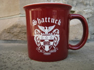 Maroon mug with Shattuck shield logo.
