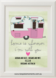 Pink Vintage Caravan Wedding Print