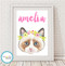 Product image of Kitten Flower Crown Name Print