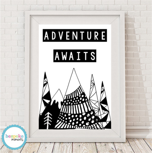 Product image of Adventure Awaits Tribal Monochrome Print