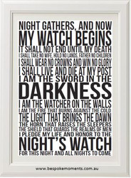 Game of Thrones The Night's Watch Oath Print