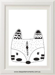 Monochrome Tribal Fox Print
