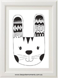 Monochrome Tribal Bunny Print