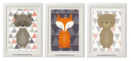 Woodland animal nursery print set of 3.