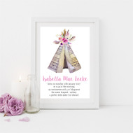 Boho Teepee Birth Print