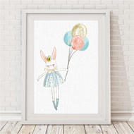 Floating Bunny Print - Linen