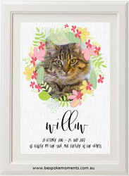 Pet Memorial Print - Floral Cat