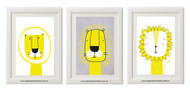 3 Mustard Yellow Lion Prints