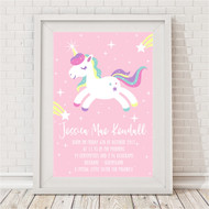 Unicorn Sparkles Birth Print