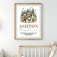 Woodland Friends Birth Print