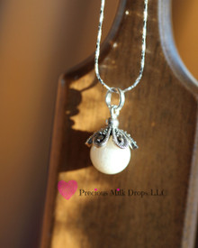 ***add on ***  Petals of love 10mm Milk Drop - Sterling Silver