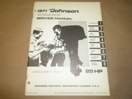 1971 Johnson Outboards Service Shop Repair Manual 25 HP 25R71 25RL71 OEM Boat x