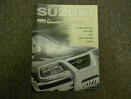 1999 Suzuki Genuine Accessories Confidential Pricing Application Guide Manual