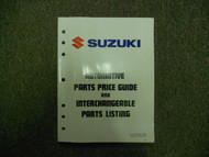 1999 SUZUKI Automotive Parts Price Guide & Interchangeable Parts Manual OCTOBER