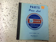 1963 JEEP WILLY'S WILLYS Parts Price List Manual Factory Dealership OEM RARE BK